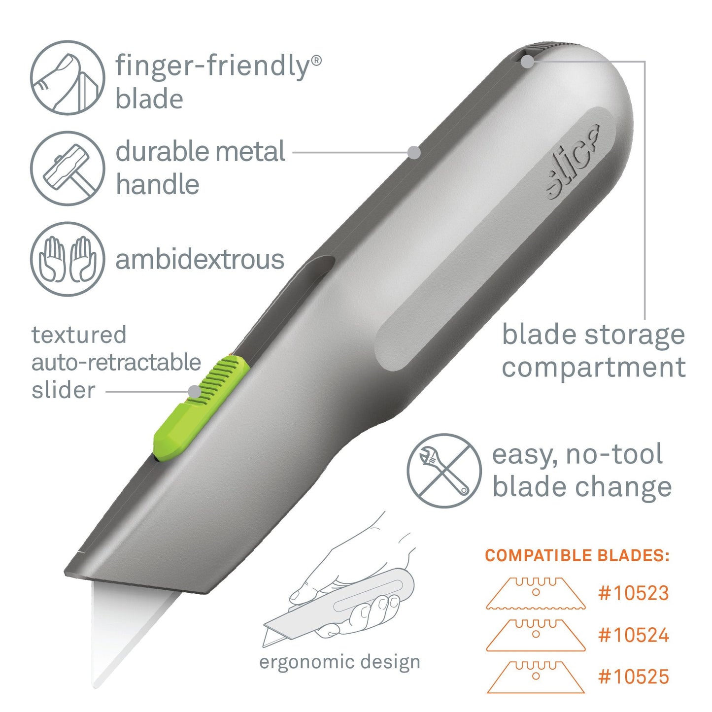 Cutter auto-rétractable avec manche en métal